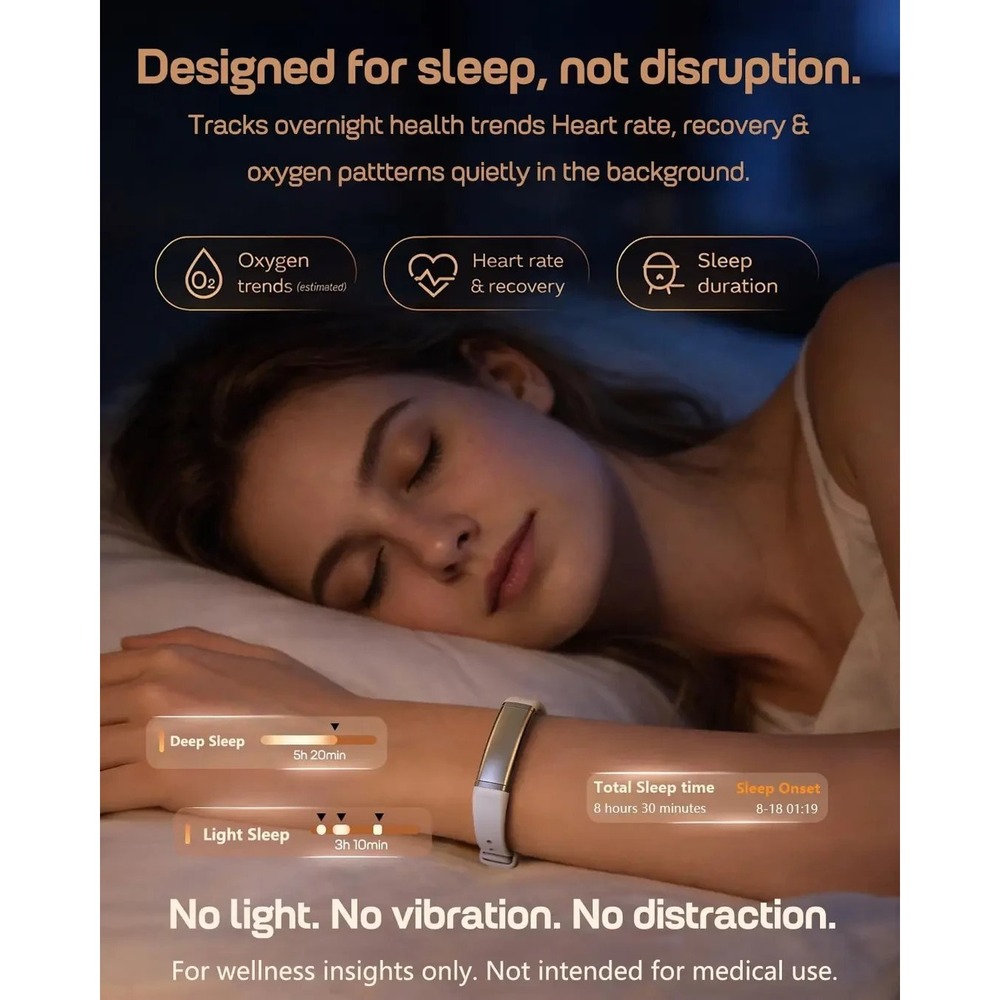 FITVII Screenless Activity Tracker Heart Rate & Sleep Monitor Silver Android iOS - Picture 4 of 5